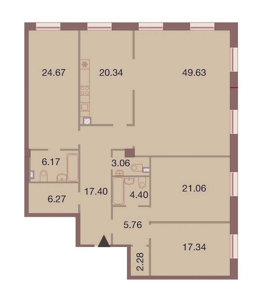 Четырехкомнатная квартира в : площадь 178.38 м2 , этаж: 3 – купить в Санкт-Петербурге